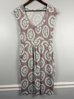 Boden Dress Womens Cotton Blend Knit Lavender Scoop Neck Cap Sleeve Casual Sz 6
